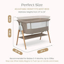 Adjustable Height Bedside Bassinet - Tan