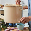 12qt Enamel-on-Steel Induction Stockpot with Lid - Almond
