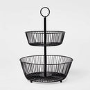 Iron Wire 2-Tier Fruit Basket - Black
