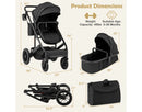 3-in-1 Newborn Stroller - Black