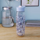 32oz Frost Floral Manual Straw Bottle - Blue