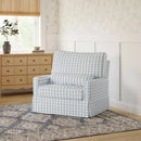 Crawford Chair and a Half Pillowback Swivel Glider - Blue Gingham