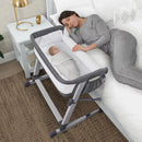 Bedside Bassinet with Zip-Down Side Wall - Grey