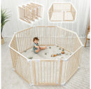 Foldable Wooden Baby Playpen - Natural Wood