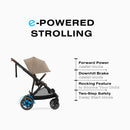 E-Gazelle S Convertible Full-Size Stroller - Almond Beige/Black