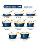 Pro Hammered Collection 13-Piece Ceramic Coating Nonstick Cookware Set - Blue