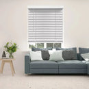 Cordless 2in Faux Wood Blinds - 64-in Drop, 31.5-in Wide