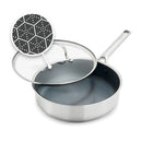 Prism 5qt Hybrid Stainless Steel and Ceramic Nonstick Saute Pan with Lid