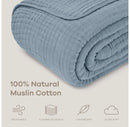 Muslin Cotton Blanket for Adults, Queen 90" x 90" - Pacific Blue