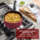 Simply Cook 1.5qt Nonstick Sauce Pan with Lid Red