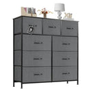 Tall Fabric Dresser with 9 Drawers - Grey