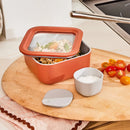 4.4 Cup Small Ceramic Coated Glass Food Storage Container Cream - Cream