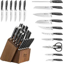 Alps Series German Steel Forged 17-Piece Knife Block Set, Acacia (Black)