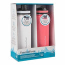 24oz Insulated Water Bottles - White / Coral