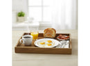 Rectangular Wooden Serving Tray with Handles - Brown