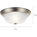 8109NI Transitional 2-Light Flush Mount Fixture, Brushed Nickel Finish with Alabaster Swirl Glass