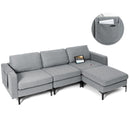 Modular 3-Seat L-Shaped Sectional Sofa With Reversible Chaise and 2 USB Ports-Dark Gray