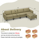 Modular L-Shaped Sectional Sofa With Reversible Ottoman and 2 USB Ports-Green