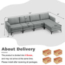 Convertible Sectional Sofa With Reversible Ottoman-4-Seat L-Shaped With 2 USB Ports