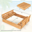 Kids Wooden Sandbox With 2 Foldable Bench Seats