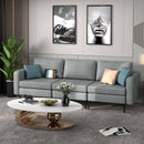 Convertible Leather Sofa Couch With Magazine Pockets 3-Seat With 2 USB Port-Dark Gray