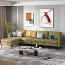 Modular L-Shaped Sectional Sofa With Reversible Ottoman and 2 USB Ports-Green