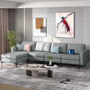 Convertible Sectional Sofa With Reversible Ottoman-4-Seat L-Shaped With 2 USB Ports