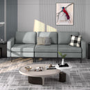 Convertible Leather Sofa Couch With Magazine Pockets 3-Seat With 2 USB Port-Dark Gray