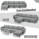 Convertible Sectional Sofa With Reversible Ottoman-4-Seat L-Shaped With 2 USB Ports