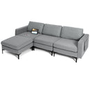 Modular 3-Seat L-Shaped Sectional Sofa With Reversible Chaise and 2 USB Ports-Dark Gray