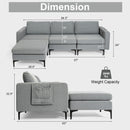 Modular 3-Seat L-Shaped Sectional Sofa With Reversible Chaise and 2 USB Ports-Dark Gray