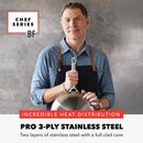 Stainless Steel 12" Frying Pan with Glass Lid - Induction Safe