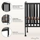 Full-Size 2-in-1 Folding Baby Crib - Black