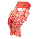 Boardwalk Super Loop Wet Mop Head, Cotton/Synthetic Fiber, 5" Headband, Large Size, Orange, 12/Carton - BWK503OR