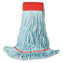 Boardwalk Echomop With Looped-End Wet Head, Synthetic/Cotton, Medium, Blue, 12/Carton - BWK1400MCT