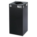 Safco Public Square Trash Container, Square, Steel, 31 Gal, Black - SAF2982BL