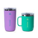 Stainless Steel Insulated Coffee Mug Set, 2 Pack (Purple/Green)