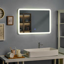 LED Wall-Mounted Bathroom Rounded Arc Corner Mirror With Touch