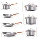 11 Pieces Stainless Steel Kitchen Cookware Set With Gold Stay-Cool Handles
