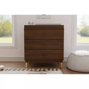 Gelato 3-Drawer Changer Dresser - Natural Walnut/Gold Feet