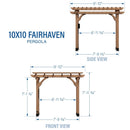 10 x 10 Fairhaven Pergola Rustic Finish