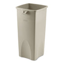 Rubbermaid Untouchable Square Waste Receptacle, Plastic, 23 Gal, Beige - RCP356988BG