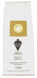 Tough Guy Vacuum Bag, Cloth, 5-Ply, HEPA Bag Filtration Type, For Vacuum Type Upright Vacuum - 11C830