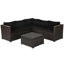 6 Pieces Patio Furniture Sofa Set With Cushions for Outdoor-Black