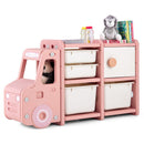 Toddler Truck Storage Organizer With Plastic Bins-Pink