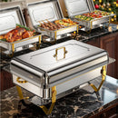 8QT 4-Pack Rectangle Chafing Dish Buffet Set - Gold