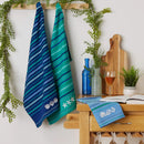 Cotton Embroidered Dishtowels - Blue