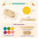 12-Piece Kids Wooden Balance Beam With Colorful Steeping Stones