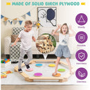 12-Piece Kids Wooden Balance Beam With Colorful Steeping Stones