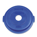 Rubbermaid Bottle/Can Recycling Top For Brute 32 Gal Containers, Blue - RCP1788376
